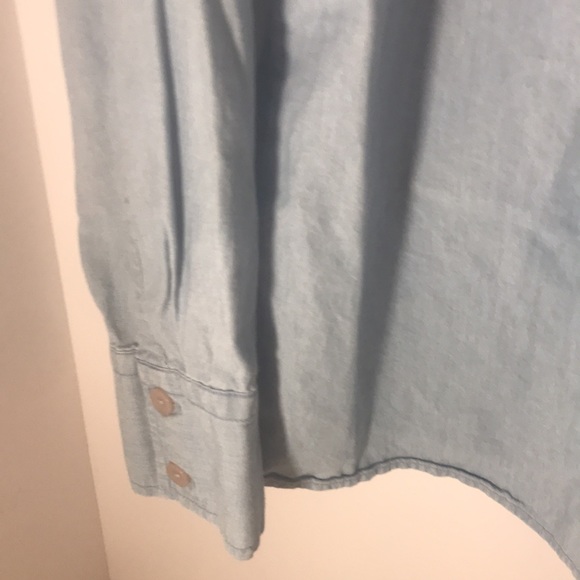 Madison & Max button down top size 18W  long sleeves blue cream floral d… - Picture 7 of 9